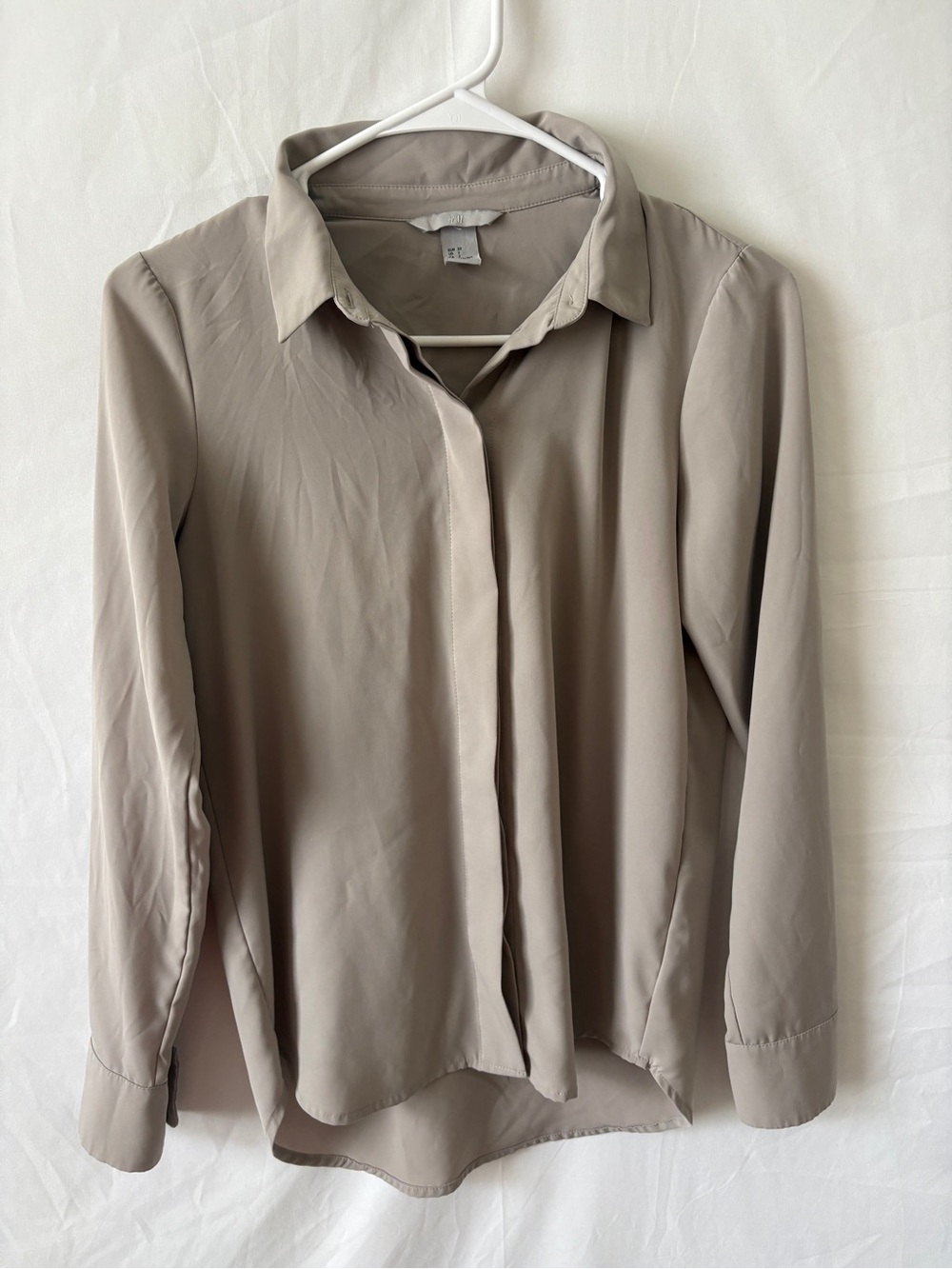 H&M Taupe Button-Down Collared Blouse